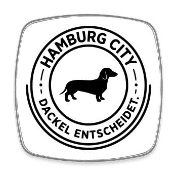 HAMBURG City Dackel entscheidet - Viereckiger Kühlschrankmagnet - Weiß - Vorne