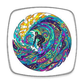Psychedelische Surfwelle - Viereckiger Kühlschrankmagnet - Weiß - Vorne