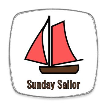 Sunday Sailor - Roter Gaffelsegler - Viereckiger Kühlschrankmagnet - Weiß - Vorne