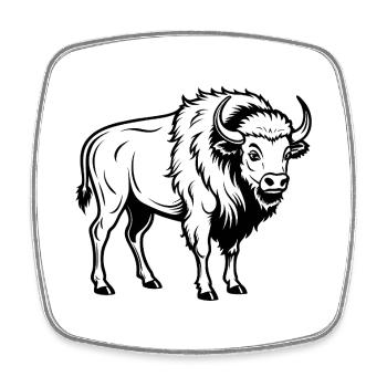 American bison - Square fridge magnet - white - Front