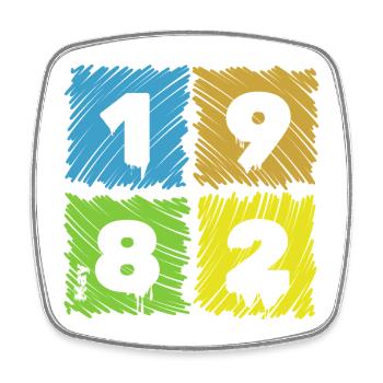 44. Geburtstag Farbige Patches since 05/1982 - Viereckiger Kühlschrankmagnet - Weiß - Vorne