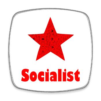 Chemise avec le logo socialiste de l’Étoile rouge - Magnet carré - blanc - Devant
