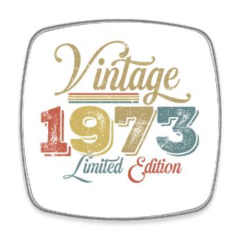 Vintage 1973 - Viereckiger Kühlschrankmagnet - Weiß - Vorne