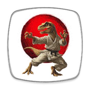 Dinosaur T-Rex Karate Judo Japan Flag - Square fridge magnet - white - Front