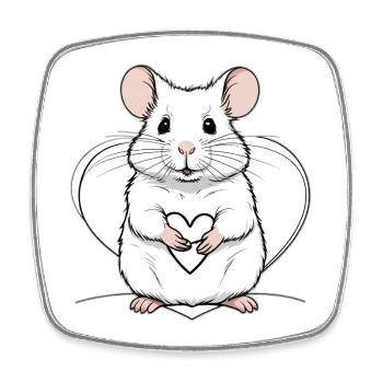 Herz-Maus-Charme - Viereckiger Kühlschrankmagnet - Weiß - Vorne