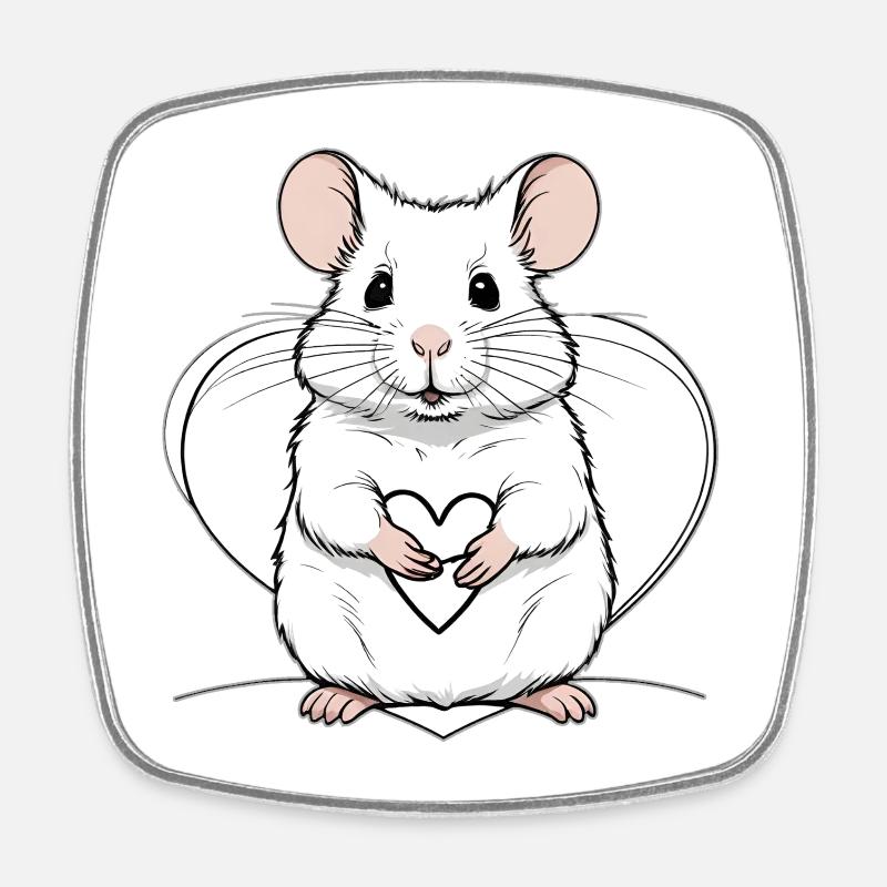 Herz-Maus-Charme - Viereckiger Kühlschrankmagnet - Weiß