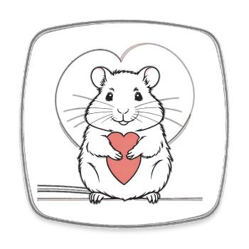Heart Hamster Love Design - Magnet carré - blanc - Devant