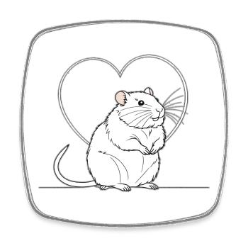 Heart Rat in Heart Frame - Square fridge magnet - white - Front