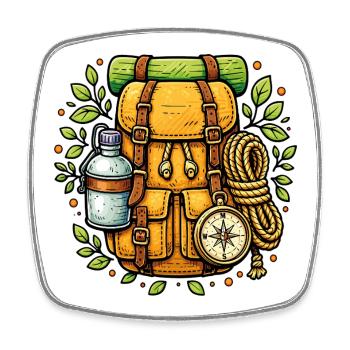 Sac à dos rando trek camping outdoor - Magnet carré - blanc - Devant