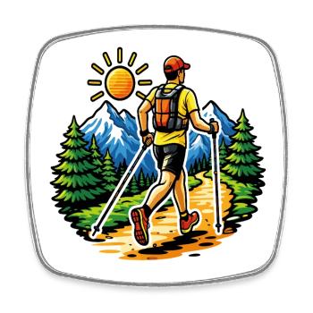 Trail running mountain nature adventure - Square fridge magnet - white - Front