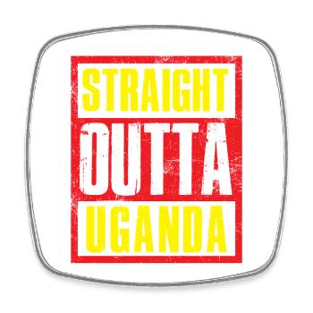 Straight outta Uganda - Viereckiger Kühlschrankmagnet - Weiß - Vorne
