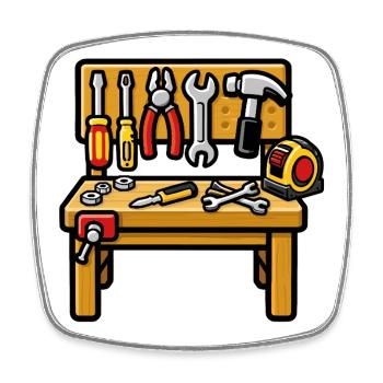 DIY workshop workbench - Square fridge magnet - white - Front