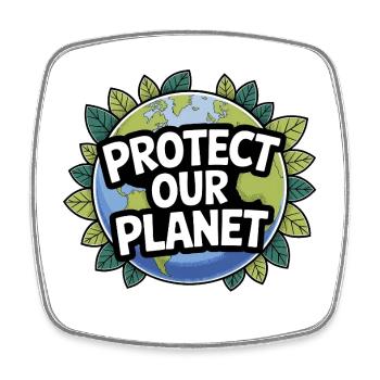 Protéger la Terre – Thème Planète - Magnet carré - blanc - Devant