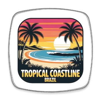 Tropical Coast Brasil Sunset - Square fridge magnet - white - Front