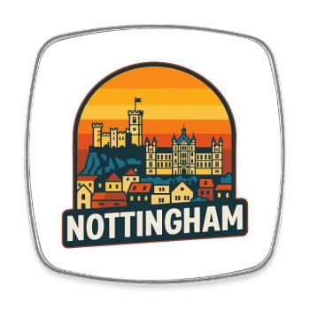 Nottingham Skyline Retro Sunset Vintage Design - Square fridge magnet - white - Front
