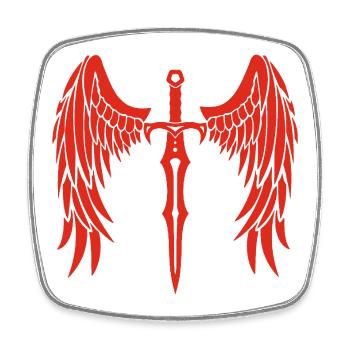 épée ailée rouge - Magnet carré - blanc - Devant