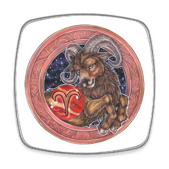 Zodiac Sign Sternzeichen Widder Aries Geschenk - Viereckiger Kühlschrankmagnet - Weiß - Vorne