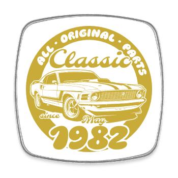 44e anniversaire - Classic Musclecar 05/1982 - Magnet carré - blanc - Devant