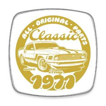55. Geburtstag - Klassiker Musclecar 05/1971 - Viereckiger Kühlschrankmagnet - Weiß - Vorne