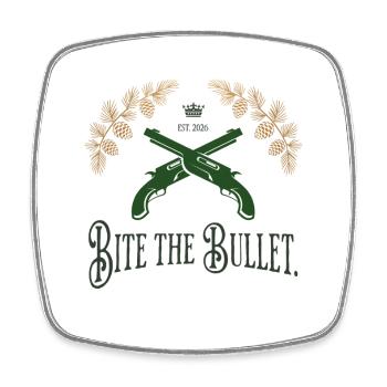 Crossed Pistols – Bite the Bullet - Square fridge magnet - white - Front