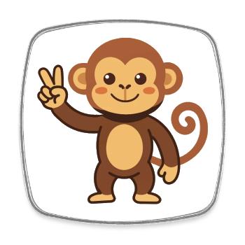 Singe avec illustration du signe de paix - Magnet carré - blanc - Devant