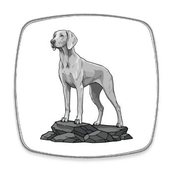 Weimaraner Hund auf Felsenporträt - Viereckiger Kühlschrankmagnet - Weiß - Vorne