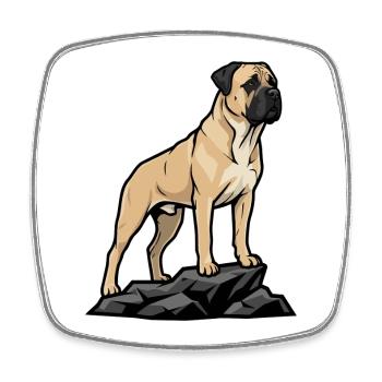 Bullmastiff-Hund auf Felsen Porträt Rehfawn Black - Viereckiger Kühlschrankmagnet - Weiß - Vorne