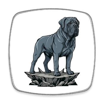 Neapolitanischer Mastiffhund auf dem Rock Blue Portrait - Viereckiger Kühlschrankmagnet - Weiß - Vorne