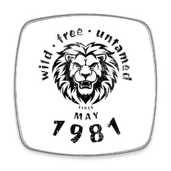45. Geburtstag Wild, free & untamed since 05/1981 - Square fridge magnet - white - Front