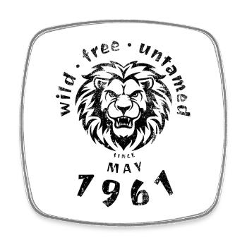 65. Geburtstag Wild, free & untamed since 05/1961 - Square fridge magnet - white - Front