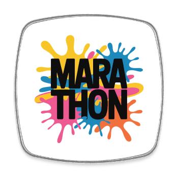 Farbsplash Marathon - Viereckiger Kühlschrankmagnet - Weiß - Vorne