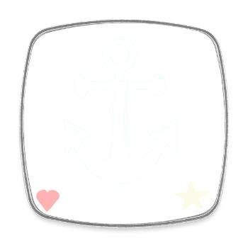 Anchor Lines Motif Heart Star - Square fridge magnet - white - Front
