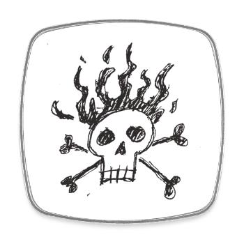 Flame Skull - Square fridge magnet - white - Front