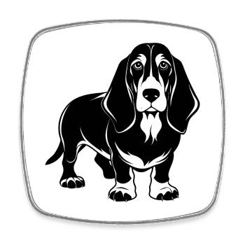 Basset Hound Dog - Viereckiger Kühlschrankmagnet - Weiß - Vorne