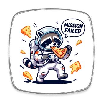 Kosmischer Waschbär-Pizza - Viereckiger Kühlschrankmagnet - Weiß - Vorne