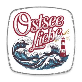 Ostsee Liebe Wellen Leuchtturm Küste Meer Urlaub - Viereckiger Kühlschrankmagnet - Weiß - Vorne