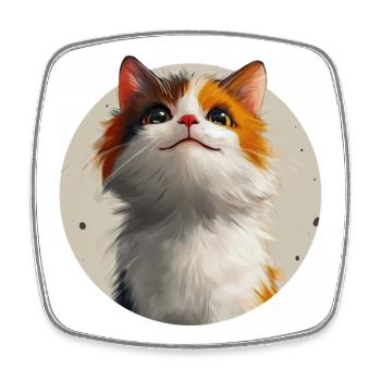 cute cat - Square fridge magnet - white - Front