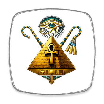 Ankh-Pyramide und Goldenes Auge des Horus - Viereckiger Kühlschrankmagnet - Weiß - Vorne
