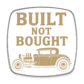 Built Not Bought – Hot Rod Vintage Werkstatt - Viereckiger Kühlschrankmagnet - Weiß - Vorne