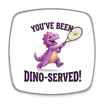 You've been Dino served / Dino Tami Tennis Design - Viereckiger Kühlschrankmagnet - Weiß - Vorne