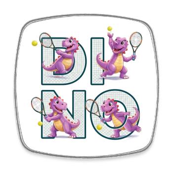 Tennis Dino / Dino Tami Design - Viereckiger Kühlschrankmagnet - Weiß - Vorne