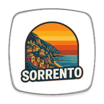 Sorrento Italy Retro Sunset Vintage Coastal Art - Square fridge magnet - white - Front
