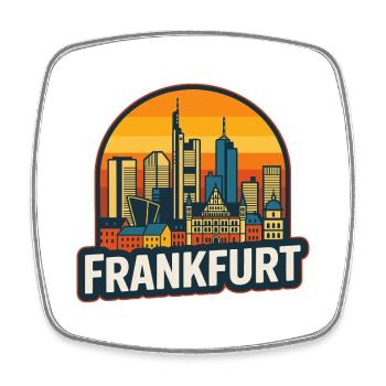 Frankfurt Germany Skyline Retro Sunset Vintage - Viereckiger Kühlschrankmagnet - Weiß - Vorne