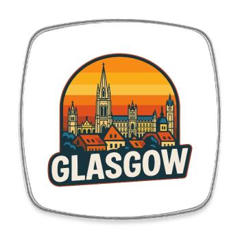 Glasgow Scotland Skyline Retro Sunset Vintage - Magnet carré - blanc - Devant
