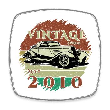 16th Birthday - Classic - Vintage since 05/2010 - Square fridge magnet - white - Front