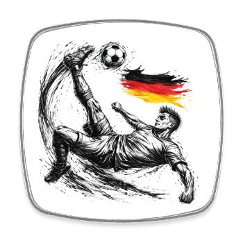 Bicyclette de football à la manière allemande - Magnet carré - blanc - Devant