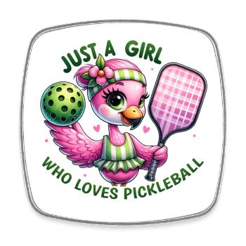 Mädchen liebt Pickleball - Viereckiger Kühlschrankmagnet - Weiß - Vorne
