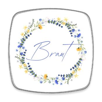 Brautblumenkranz "Braut" - Viereckiger Kühlschrankmagnet - Weiß - Vorne