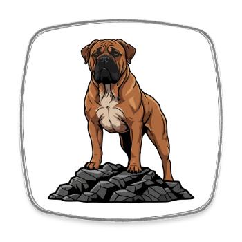Boerboel Hundeporträt Rehkitzmaske Schwarz - Viereckiger Kühlschrankmagnet - Weiß - Vorne