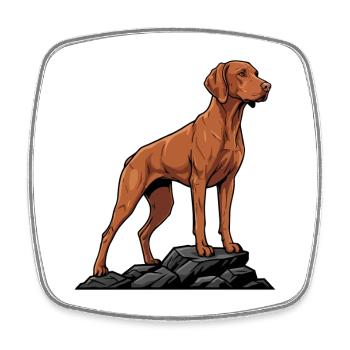 Vizsla-Hund auf Fels-Porträt Ungarischer Pointer - Viereckiger Kühlschrankmagnet - Weiß - Vorne